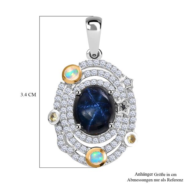 GP Celestial Dream Kollektion - AA Diffundierter Stern blauer Saphir, &auml;thiopischer Welo Opal, Zirkon gelber und blauer Saphir-Anh&auml;nger  - 7,09 ct. image number 4