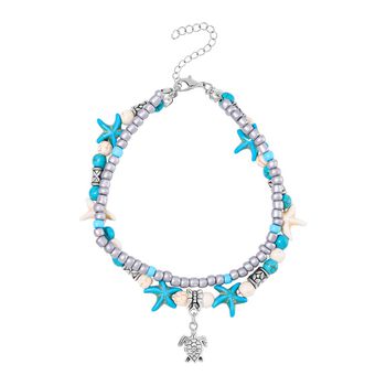 2er Set - Wei&szlig;er Howlit, Blauer Howlit Schmuck Zubeh&ouml;r ca. 23 cm Antik-silber-Plattierung ca. 60.35 ct