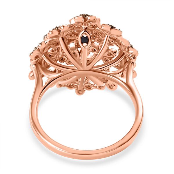 GP Italienischer Garten Kollektion - Nat&uuml;rlicher Champagner Diamant, Kanchanaburi Blauer Saphir Ring 925 Silber 750 Ros&eacute;gold Vermeil (Gr&ouml;&szlig;e 17.00) ca. 0.51 ct image number 6