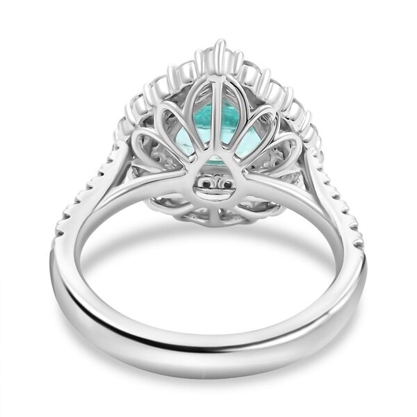 CHAIRMAN VAULT COLLECTION - AAAA Paraiba Turmalin, Weißer Diamant Ring, zertifiziert und geprüft, 950 Platin (Größe 17.00) ca. 2.90 ct image number 4