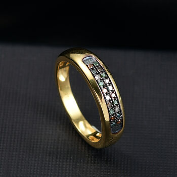 D'Joy Mehrfarbiger Diamant Ring 925 Silber 750 Gelbgold Vermeil (Gr&ouml;&szlig;e 18.00) ca. 0.10 ct