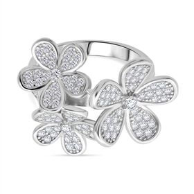Lustro Stella Weißer Zirkonia Ring 925 Silber rhodiniert (Größe 17.00)