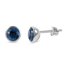 London Blautopas Ohrstecker, 925 Silber rhodiniert ca. 2.10 ct