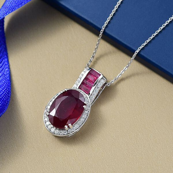 D'Joy AA Afrikanischer Rubin und Moissanit Anh&auml;nger mit 50cm Kette - 10 ct. image number 2