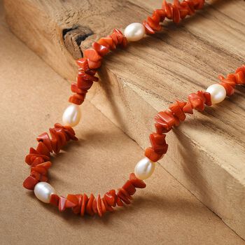 Schwamm Koralle und mehrfarbige S&uuml;&szlig;wasserperle Halskette, 45cm