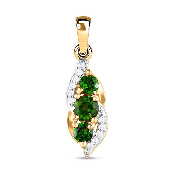 Nat&uuml;rlicher Chromdiopsid und Moissanit-Anh&auml;nger - 0,87 ct.