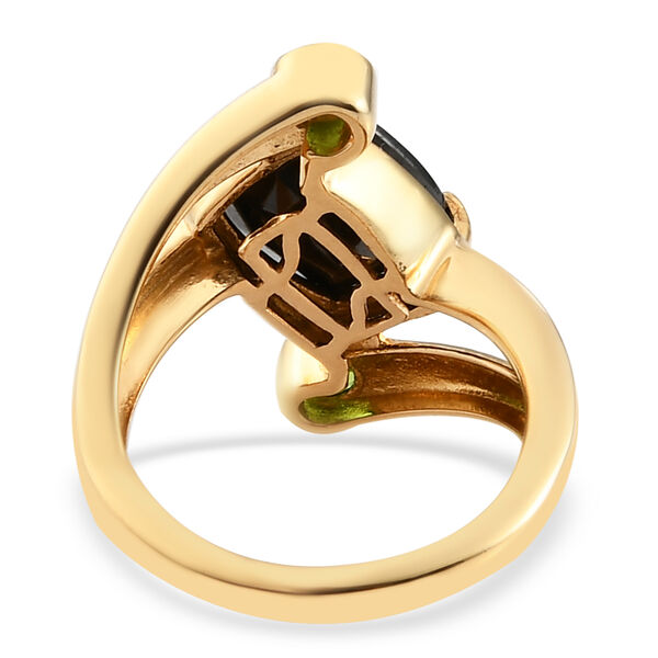 Elite Shungit und Natürlicher Chromdiopsid Bypass Ring 925 Silber vergoldet image number 5