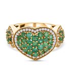 Kagem Sambischer Smaragd Ring, 925 Silber vergoldet (Größe 19.00) ca. 1.98 ct