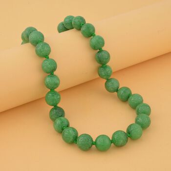 Gef&auml;rbte gr&uuml;ne Jade Halskette, (13-15mm), ca. 50 cm, 925 Silber, ca. 684.00 ct