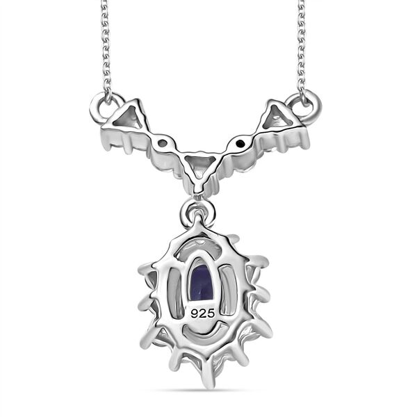 Tansanit, Wei&szlig;er Zirkon Halskette ca. 45 cm 925 Silber rhodiniert ca. 0.93 ct image number 5