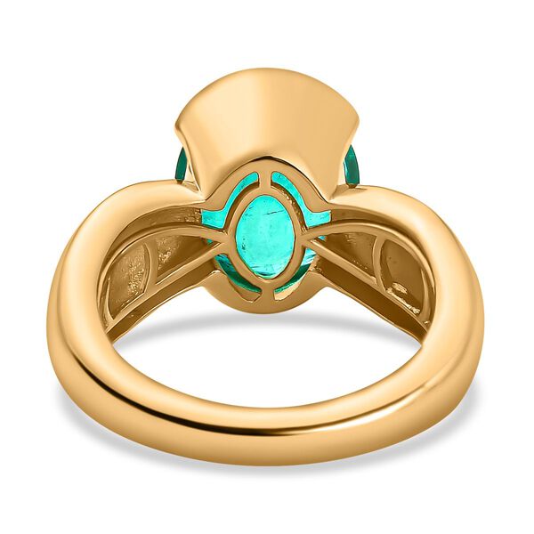 Smaragd-Quarz-Triplette Ring, 925 Silber Gelbgold Vermeil, (Größe 18.00) ca. 5.46 ct image number 6