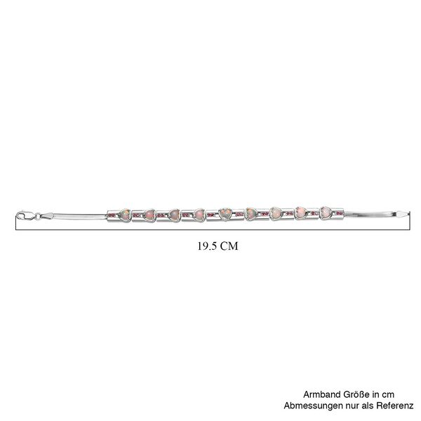 AA nat&uuml;rliches, &auml;thiopisches Welo Opal und afrikanisches Rubin-Armband, 19 cm, 925 Silber rhodiniert - 3,63 ct. image number 6