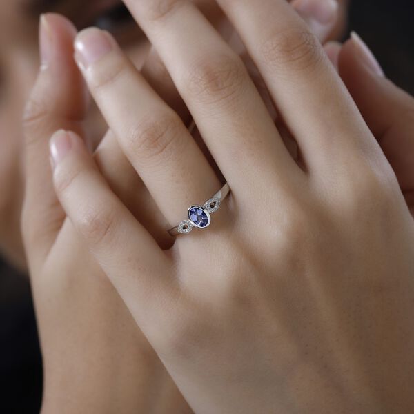 Tansanit und weißer Zirkon-Ring - 0,52 ct. image number 3