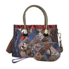 2er-Set Crossbody Tasche und Clutch aus 100% echtem Leder, Größe 33x11x21,5 cm und 14x10x3,81 cm, rot und blau