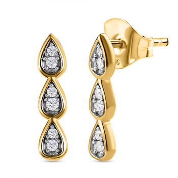 Wei&szlig;e Diamant Ohrringe, 925 Silber vergoldet ca. 0.10 ct