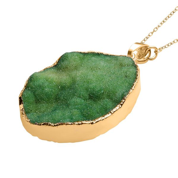 Grüner Drusy Quarz-Anhänger mit Kette - 30 ct. image number 2