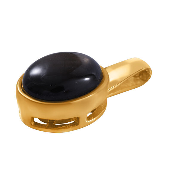 Nat&uuml;rlicher Schwarzer Stern Saphir Anh&auml;nger 925 Silber Gelbgold Vermeil ca. 4.35 ct image number 2