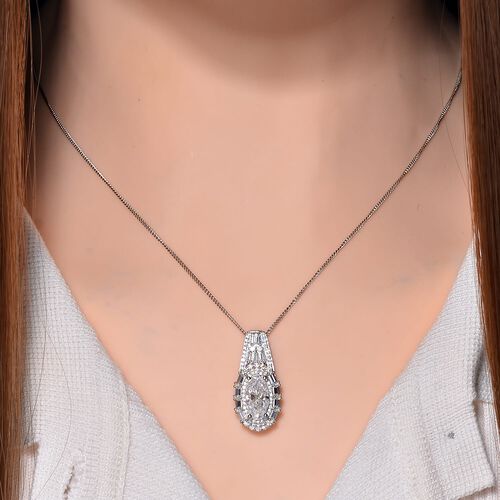 Moissanit Anhänger mit Kette, 925 Silber platiniert, 925 Silber rhodiniert ca. 3.94 ct image number 1