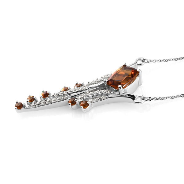 Madeira Citrin und Zirkon Halskette 45 cm 925 Silber platiniert ca. 2,83 ct image number 4