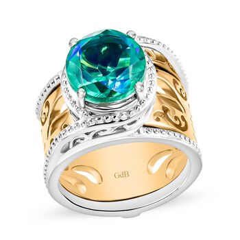 2er-Set- Zweifarbige Pfau Triplett Quarz Ringe - 4,13 ct.