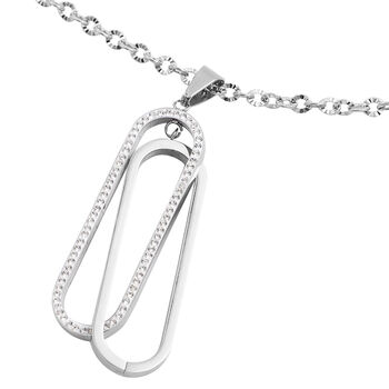 Wei&szlig;er Zirkonia Anh&auml;nger mit Kette ca. 71 cm Edelstahl ca. 0,10 ct