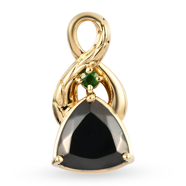 Elite Shungit und Nat&uuml;rlicher Chromdiopsid Anh&auml;nger 925 Silber vergoldet ca. 2,31 ct