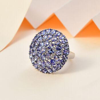 Tansanit Ring, 925 Silber rhodiniert (Gr&ouml;&szlig;e 18.00) ca. 6.68 ct