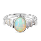 Natürlicher Äthiopischer Opal und Zirkon Seitenstein Ring 925 Silber Rhodium-Überzug image number 0