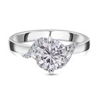 Moissanit Ring, 925 Silber platiniert, (Größe 19.00) ca. 1.25 ct