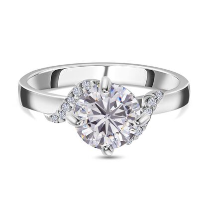 Moissanit Ring, 925 Silber platiniert, (Gr&ouml;&szlig;e 19.00) ca. 1.25 ct