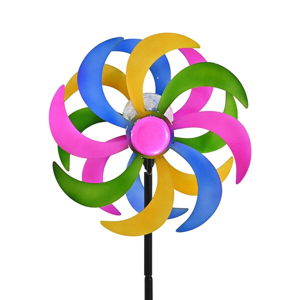 Solar Gartenleuchte Windrad, Eisen, 140 cm, Mehrfarbig image number 3