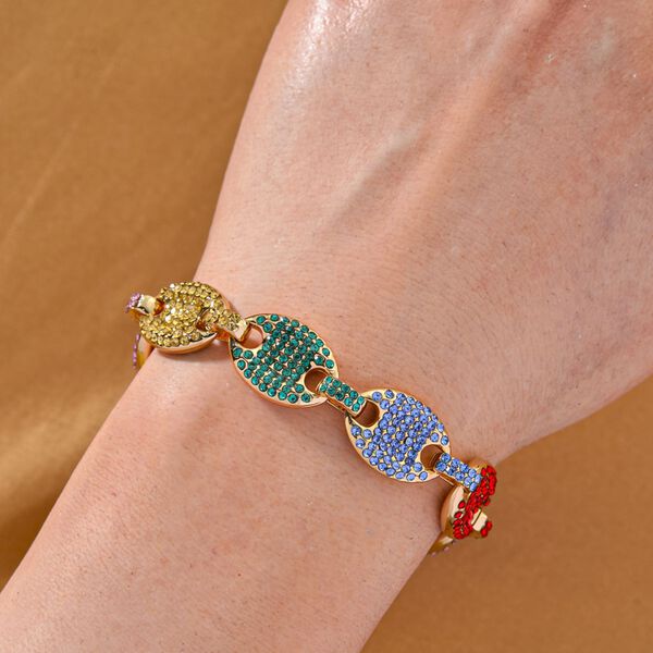 Mehrfarbiger Kristall Armband ca. 18.5 cm, goldfarben image number 2