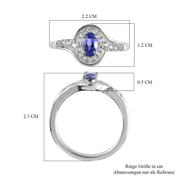 AAA Tansanit und Zirkon-Ring, 925 Silber platiniert, ca. 0.83 ct image number 7