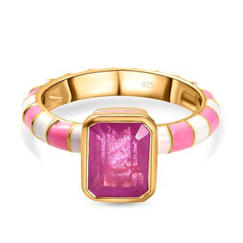 Ilakaka Rosa Saphir(Fissure gef&uuml;llt) Solit&auml;r Ring 925 Silber vergoldet (Gr&ouml;&szlig;e 16.00) ca. 2,53 ct