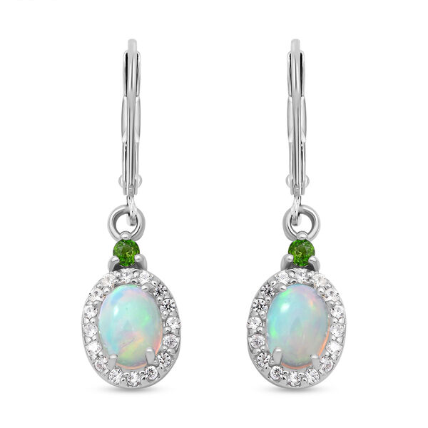 &Auml;thiopische Welo Opal, Chromdiopsid und Zirkon-Ohrringe