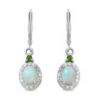Natürliche, äthiopische Welo Opal und natürliche Chromdiopsid-Ohrringe, 925 Silber platiniert ca. 1.65 ct