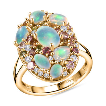 Pebble Bloom - D joy Nat&uuml;rlicher, &auml;thiopischer Welo Opal Ring 925 Silber 750 Gelbgold Vermeil (Gr&ouml;&szlig;e 17.00) ca. 2,43 ct