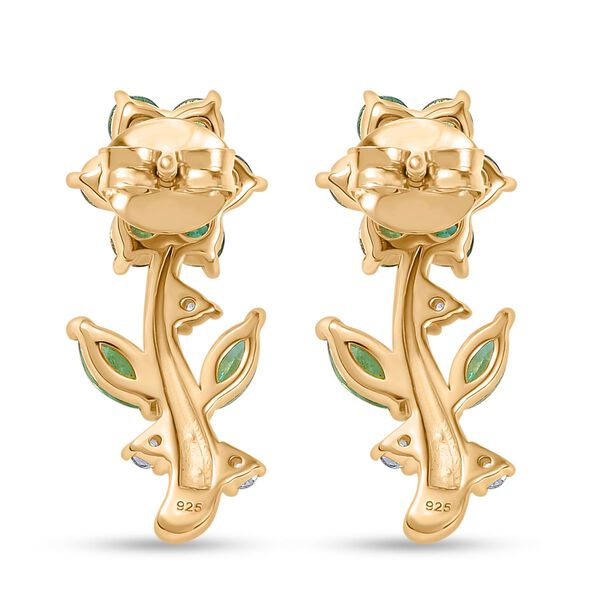 Kagem Sambischer Smaragd Ohrringe 925 Silber 750 Gelbgold Vermeil ca. 1.74 ct image number 5