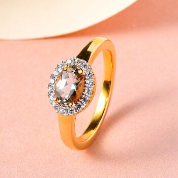 AAA Turkizit und wei&szlig;er Zirkon-Ring - 1,09 ct.