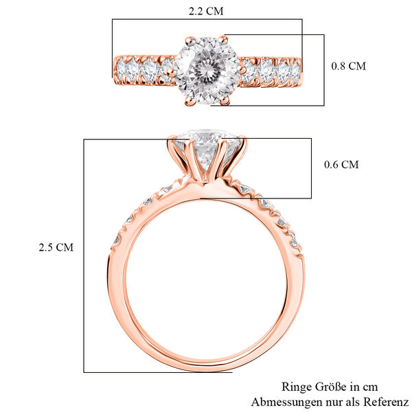 D'Joy 120 Facetten Moissanit Ring 925 Silber Rosevergoldet (Größe 17.00) ca. 1.67 ct image number 7