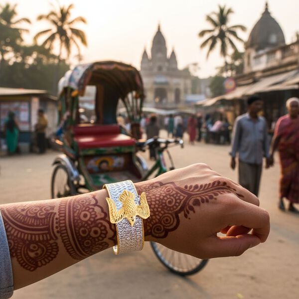 Royal Bali - D'Joy 925 Silber Zweifarbige Beschichtung Borobudur Armreif ca. 19 cm ca. 27,35g image number 2