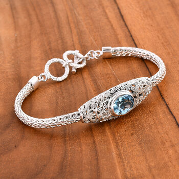 Royal Bali Kollektion - Himmelblaues Topas Armband, 20cm - 6,33 ct.