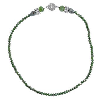 2er Set - Peridot-Farbe Kristall, Wei&szlig;er Kristall Halskette und Ohrringe