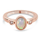 Natürlicher Äthiopischer Opal und Zirkon Ring 925 Silber rosévergoldet (Größe 16.00) ca. 0,64 ct