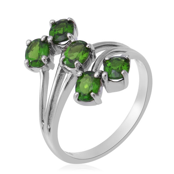 Nat&uuml;rlicher Chromdiopsid Bypass-Ring 925 Silber platiniert  ca. 1,90 ct image number 2