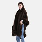 LA MAREY - Poncho mit Kunstfellbesatz und Kristall-Detail, Blau, Einheitsgröße