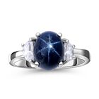 Blauer Stern Saphir und Zirkon-Ring - 3,46 ct. image number 0