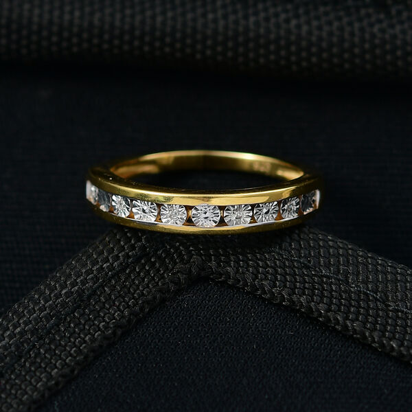 Weißer Diamant Ring 925 Silber 750 Gelb Vergoldet (Größe 19.00) image number 1