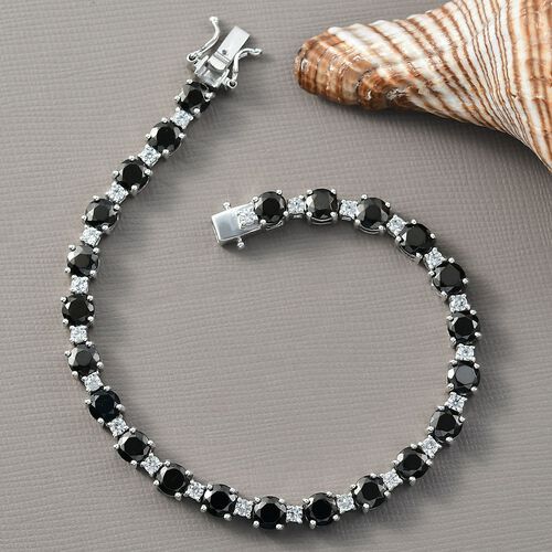 D'Joy Elite Shungit, Weißer Zirkon Armband ca. 19 cm 925 Silber rhodiniert ca. 9,34 ct. image number 1