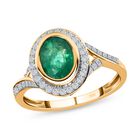 AAA Kagem sambischer Smaragd und Diamant-Halo-Ring in 585 Gelbgold, 1,38 ct. image number 3